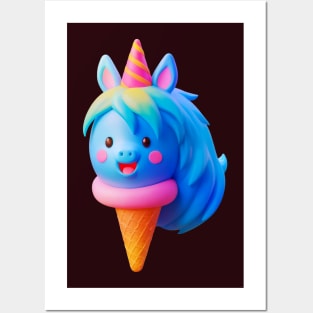 Unicorn Ice Cream Posters and Art